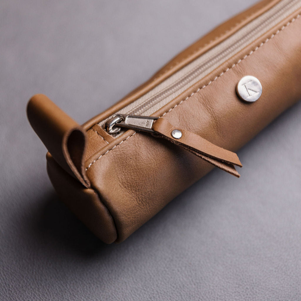 Round Leather Pencil bag