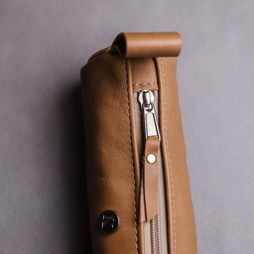 Round Leather Pencil bag