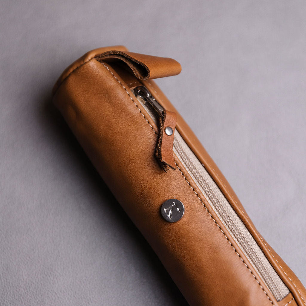 Round Leather Pencil bag
