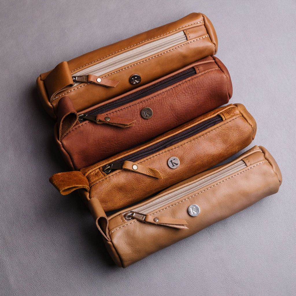 Round Leather Pencil bag