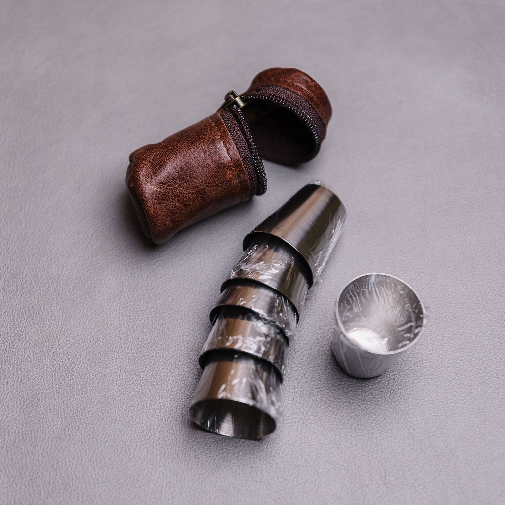 Leather Shot Glass Holder Set (6pc) | Knap Sak – KNAP SAK (PTY)Ltd