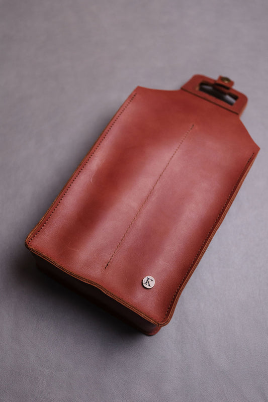 Double Leather Wine / Olive oil Bag