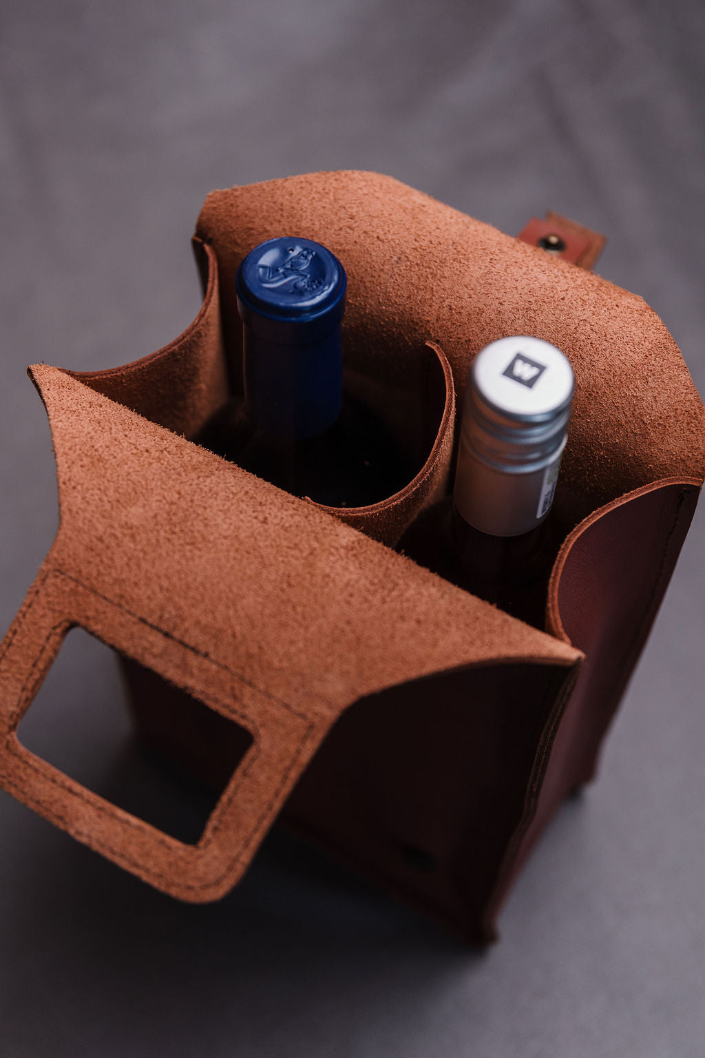 Double Leather Wine / Olive oil Bag