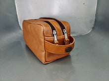 Load image into Gallery viewer, Double Pocket Leather Toiletry Bag