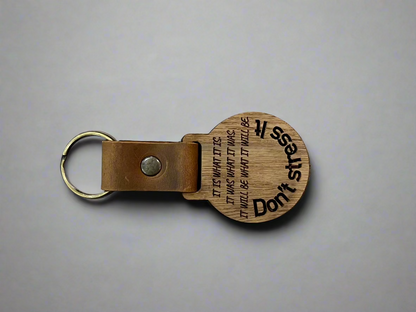 Keyring with Leather and Wood