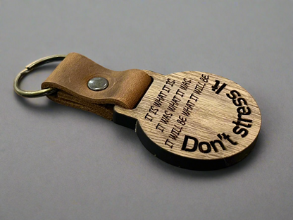 Keyring with Leather and Wood