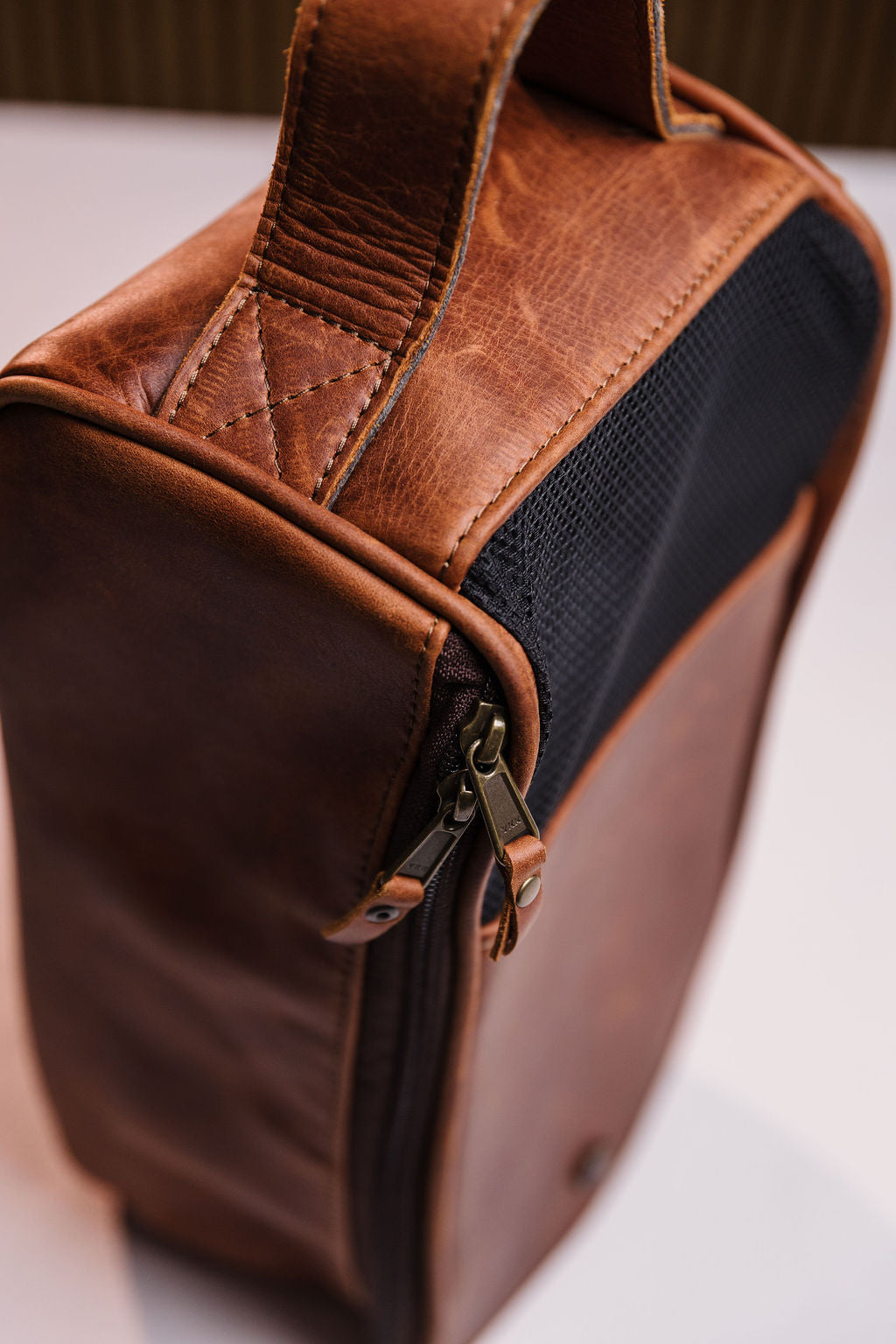 Leather Golf Shoe Bag | Premium Full-Grain Leather Shoe Carrier