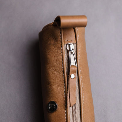 Round Leather Pencil bag