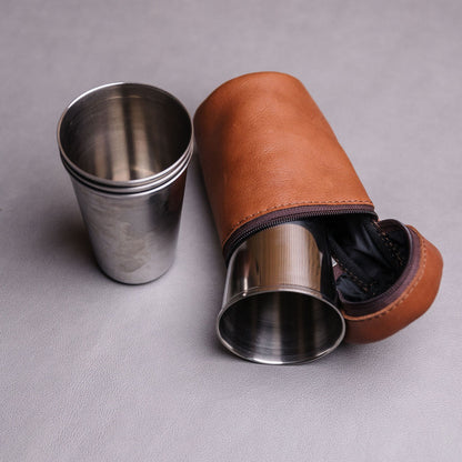 Leather Camp Glass Holder 330ml