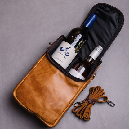 Luxury Leather Wine Cooler Bag