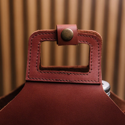 Double Leather Wine / Olive oil Bag
