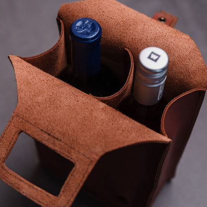 Double Leather Wine / Olive oil Bag