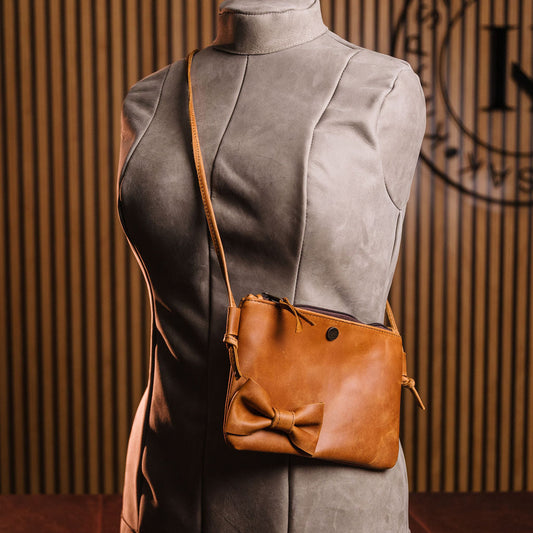 Small Sling leather Bag Bow
