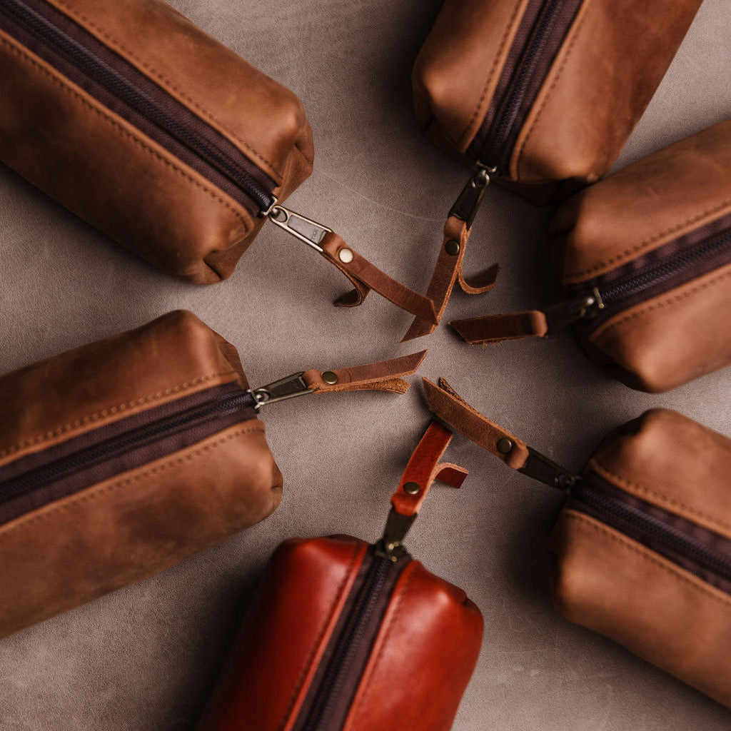 The Block Leather Pencil Bag – Minimal Zip Utility Pouch