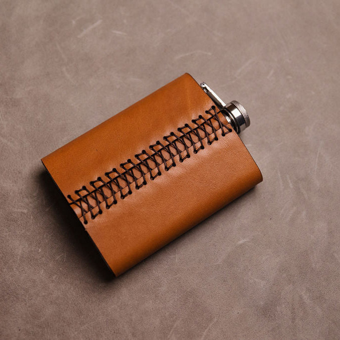 Hip Flask with Leather Cover
