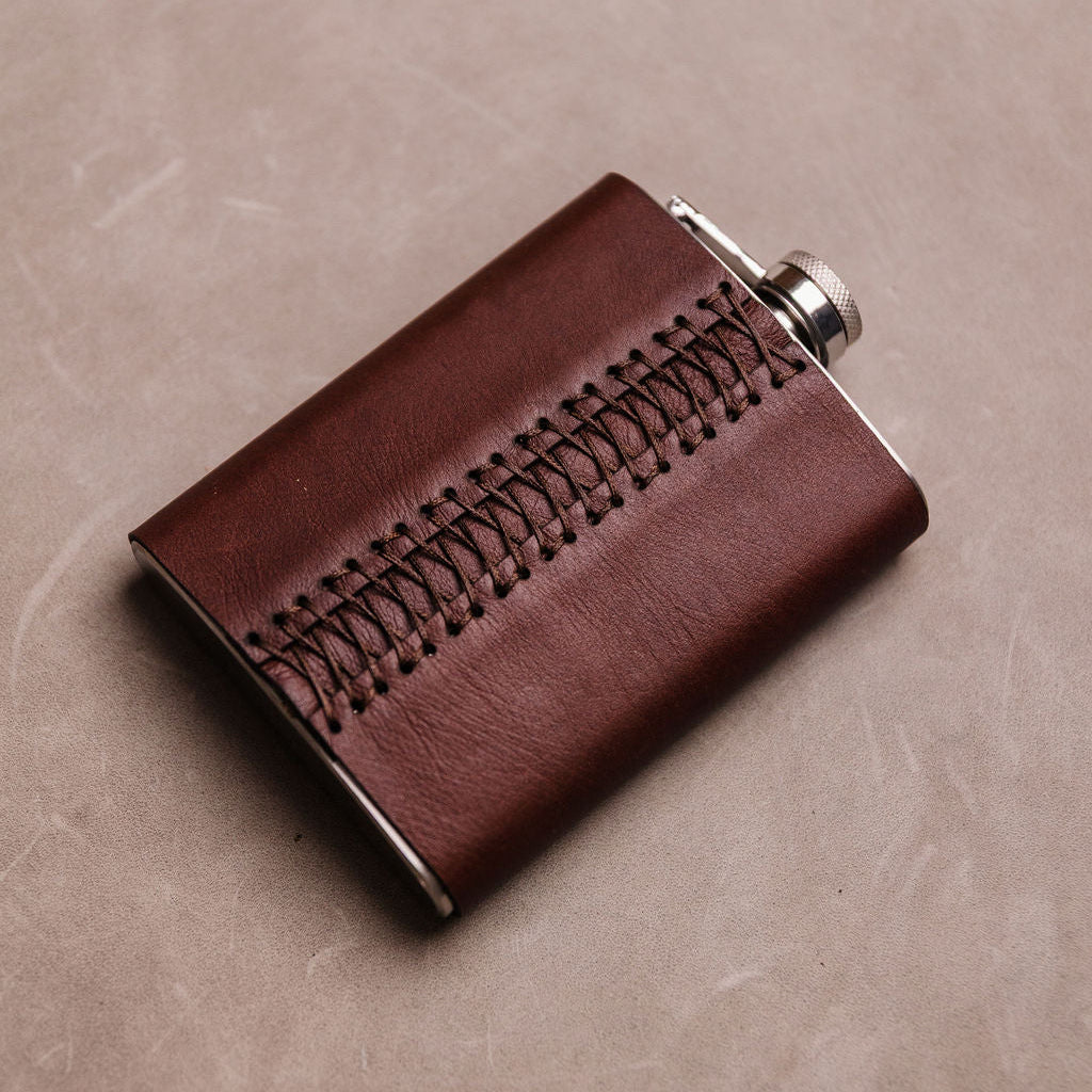 Hip Flask with Leather Cover