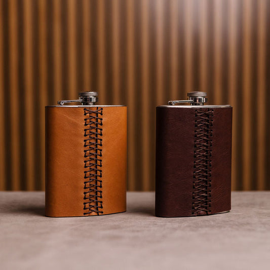 Hip Flask with Leather Cover Men