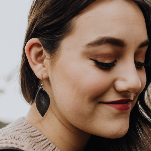 LEATHER DROP earring