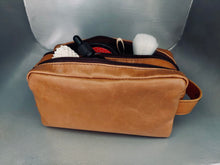 Load image into Gallery viewer, Double Pocket Leather Toiletry Bag