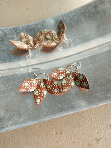 Three Leaves leather earring
