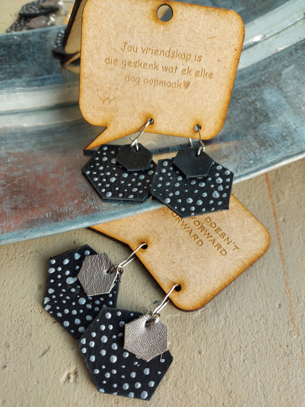 Leather Earring Starry night