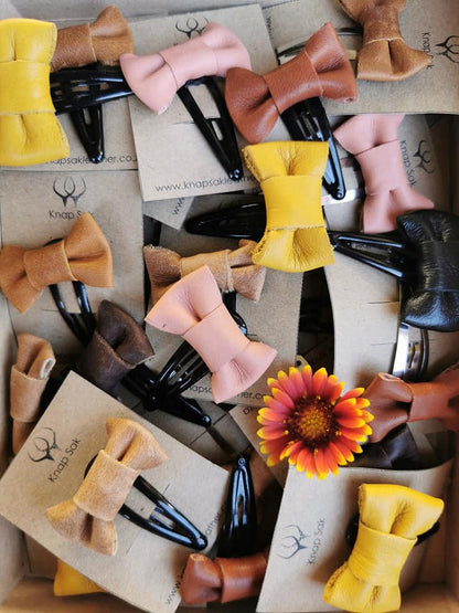 Leather Bow hair clips