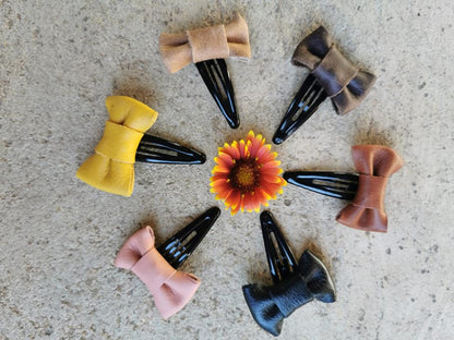 Leather Bow hair clips