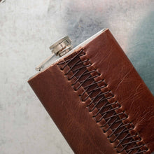 Load image into Gallery viewer, Hip Flask with Leather Pocket Men